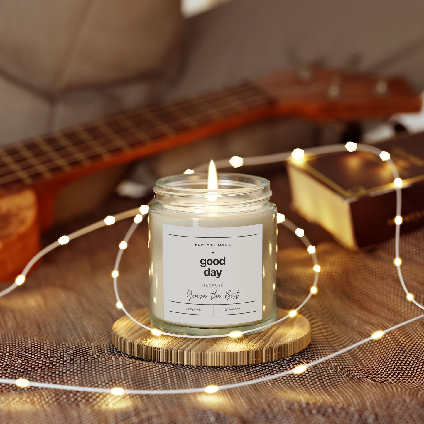 Good Day Candle – Encouragement Gift Candle, Inspirational Jar Candle, Positive Message Candle, Coconut Apricot Wax Home Decor Gift