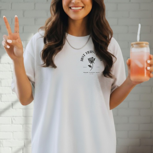 Just Trust Jesus Shirt, Faith T-Shirt, Casual Christian Tee, Prayer Shirt