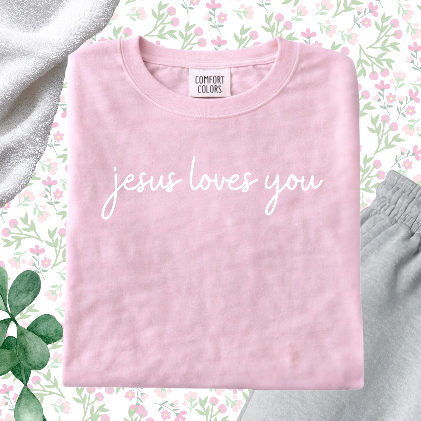 Jesus Loves You Shirt | Faith-Based Graphic Tee | Minimal TShirt | Comfort Colors Custom Shirt | Inspirational Tee - Staggs Styles Co