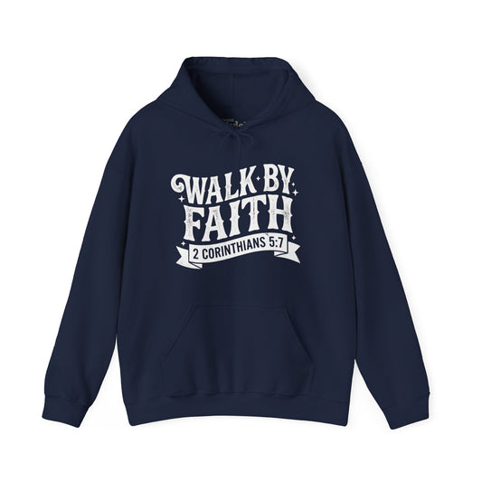 Walk by Faith Hoodie, Retro Christian Wear, Bible Verse, 2 Corinthians 5:7, Jesus Apparel, Vintage Western Hoodie, Faith Over Fear, Church Outfit