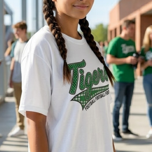 Tiger Football Shirt | School Spirit Tee | Football Mama Tee | Green