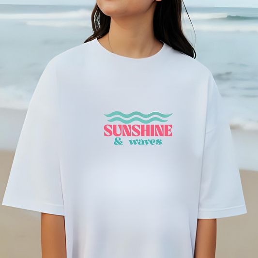 Summer Waves Shirt, Beach, Palm Tree Tee, Summer, Sunshine, Ocean, Tropical, Vacay Tee, Graphic T-Shirt