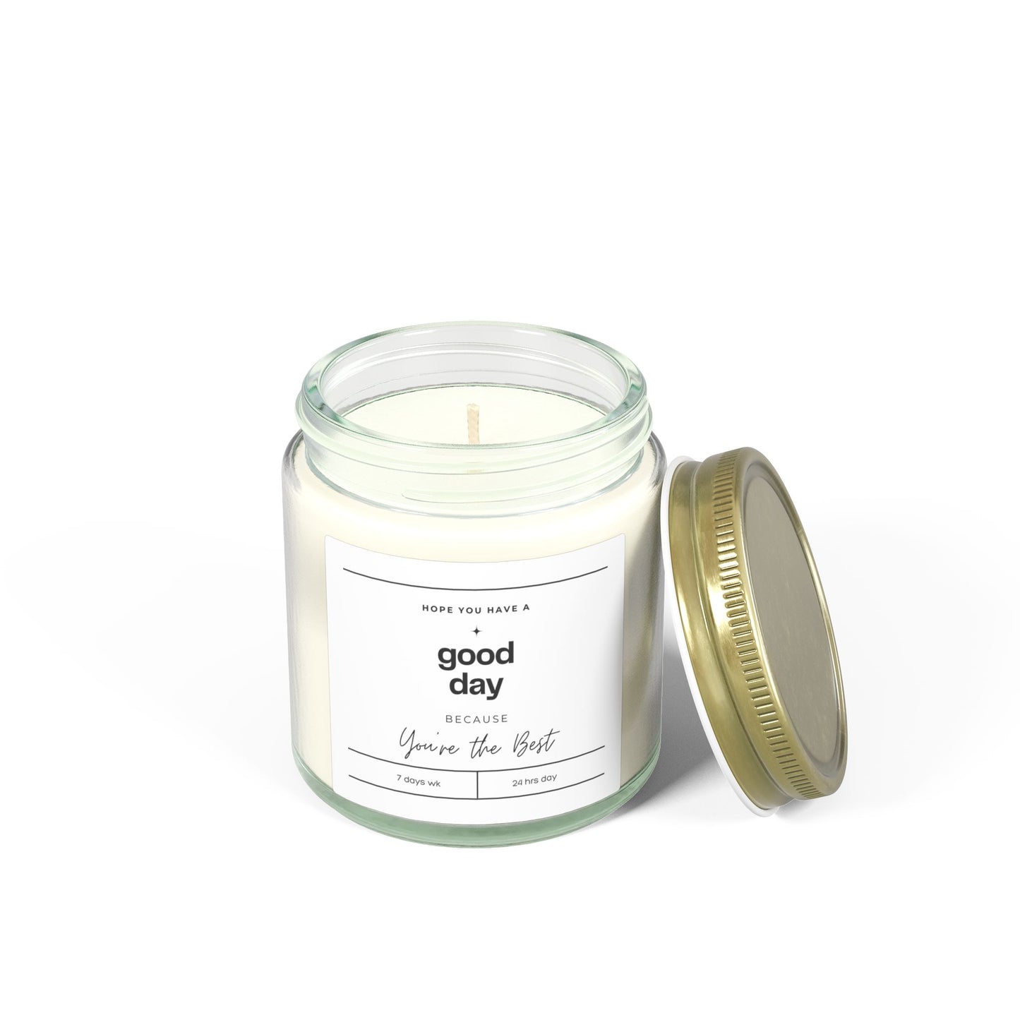 Good Day Candle – Encouragement Gift Candle, Inspirational Jar Candle, Positive Message Candle, Coconut Apricot Wax Home Decor Gift