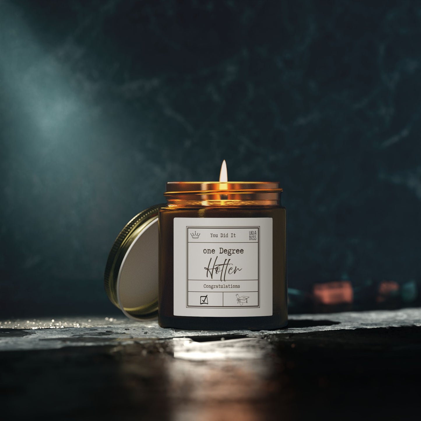 One Degree Hotter Candle, College Graduation Gift, Coconut Apricot Wax Jar Candle - Staggs Styles Co