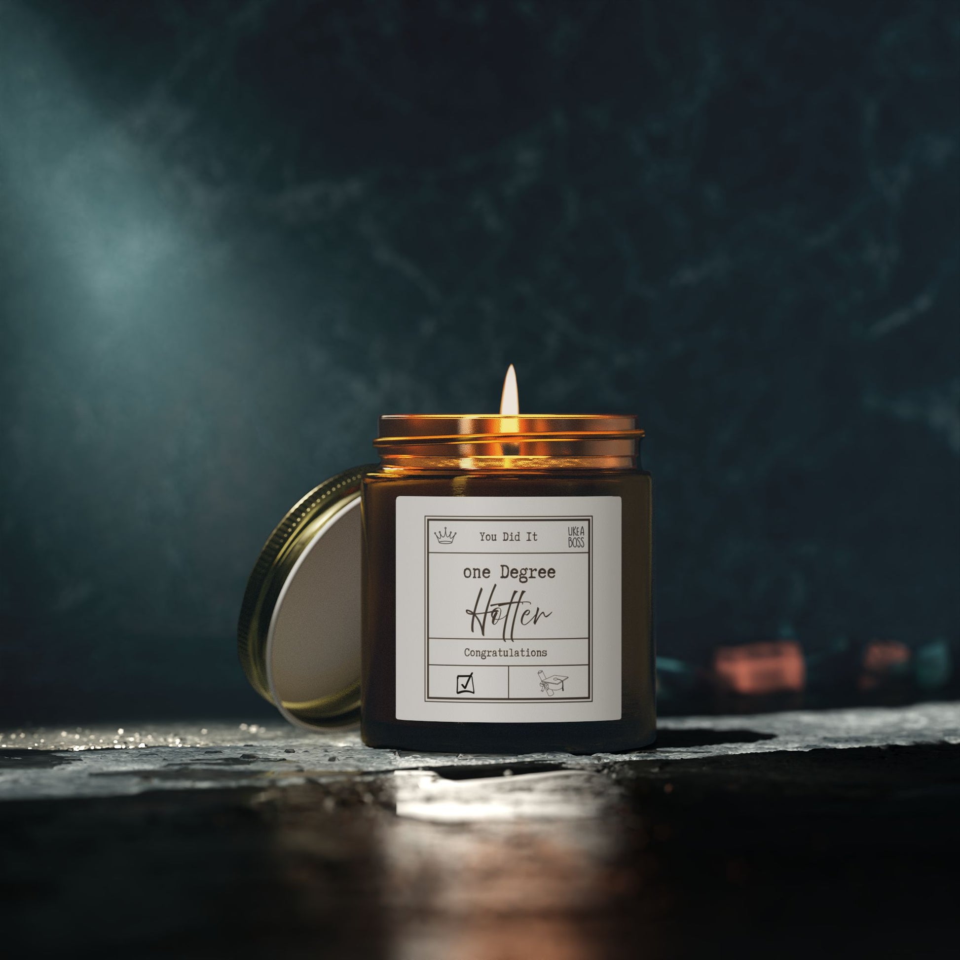 One Degree Hotter Candle, College Graduation Gift, Coconut Apricot Wax Jar Candle - Staggs Styles Co