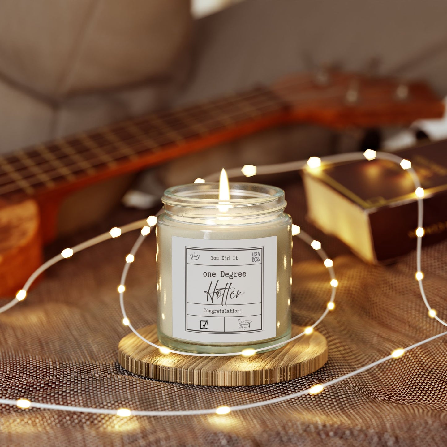 One Degree Hotter Candle, College Graduation Gift, Coconut Apricot Wax Jar Candle - Staggs Styles Co