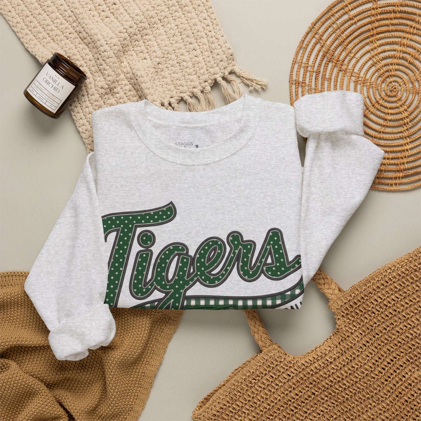 Tigers Football Crewneck Sweatshirt | Retro Game Day Mama & School Spirit Pullover | Green