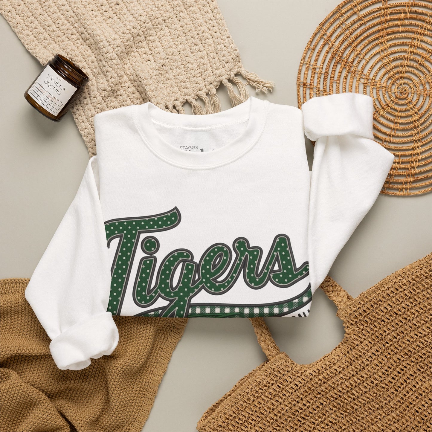 Tigers Football Crewneck Sweatshirt | Retro Game Day Mama & School Spirit Pullover | Green