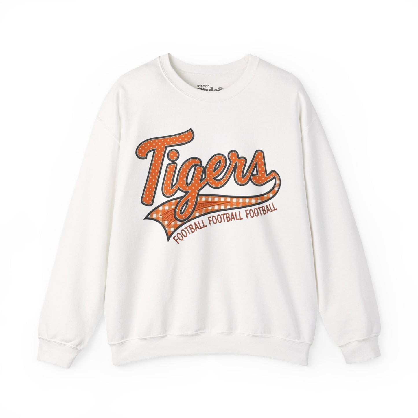 Tigers Football Crewneck Sweatshirt | Retro Game Day Mama & School Spirit Pullover | Orange