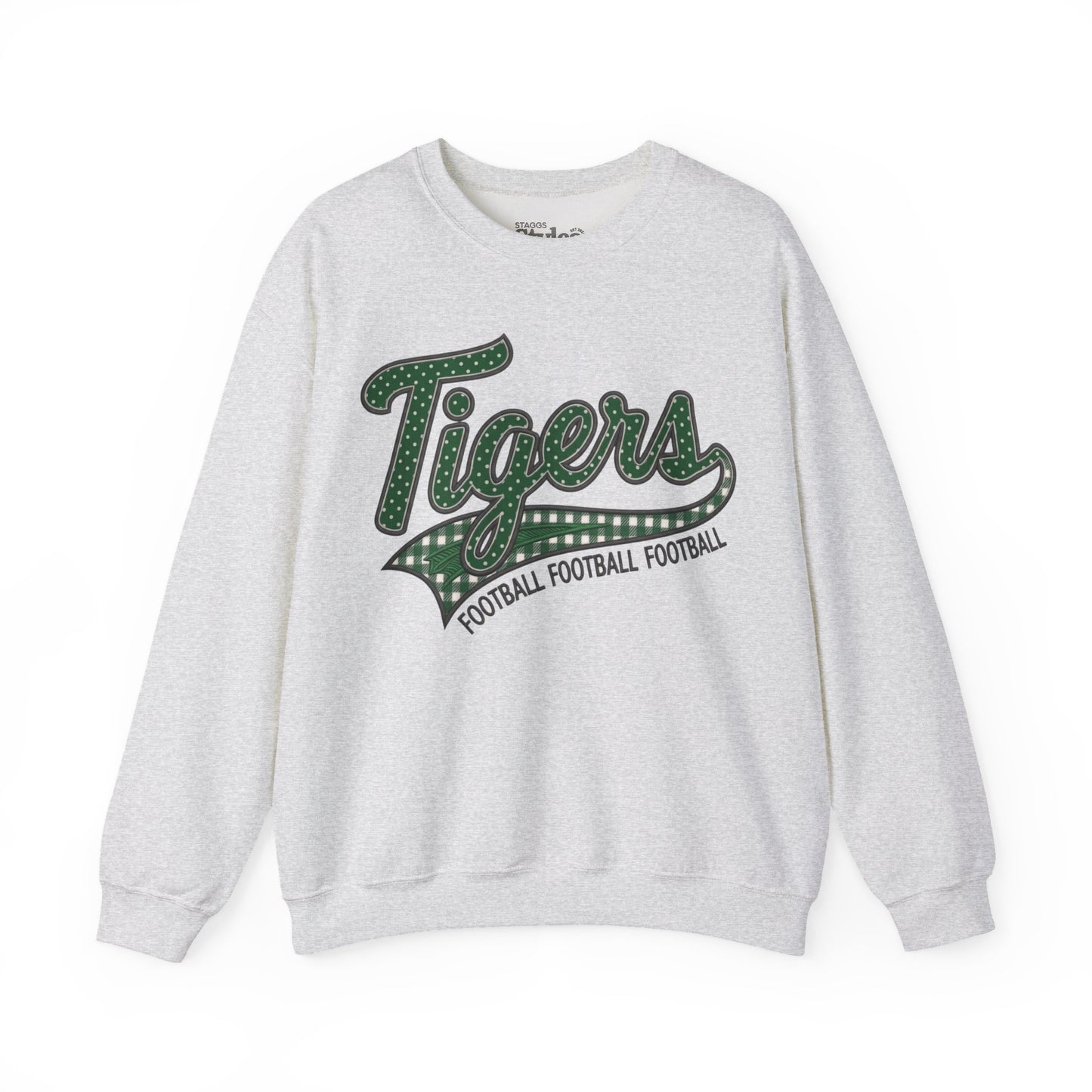 Tigers Football Crewneck Sweatshirt | Retro Game Day Mama & School Spirit Pullover | Green