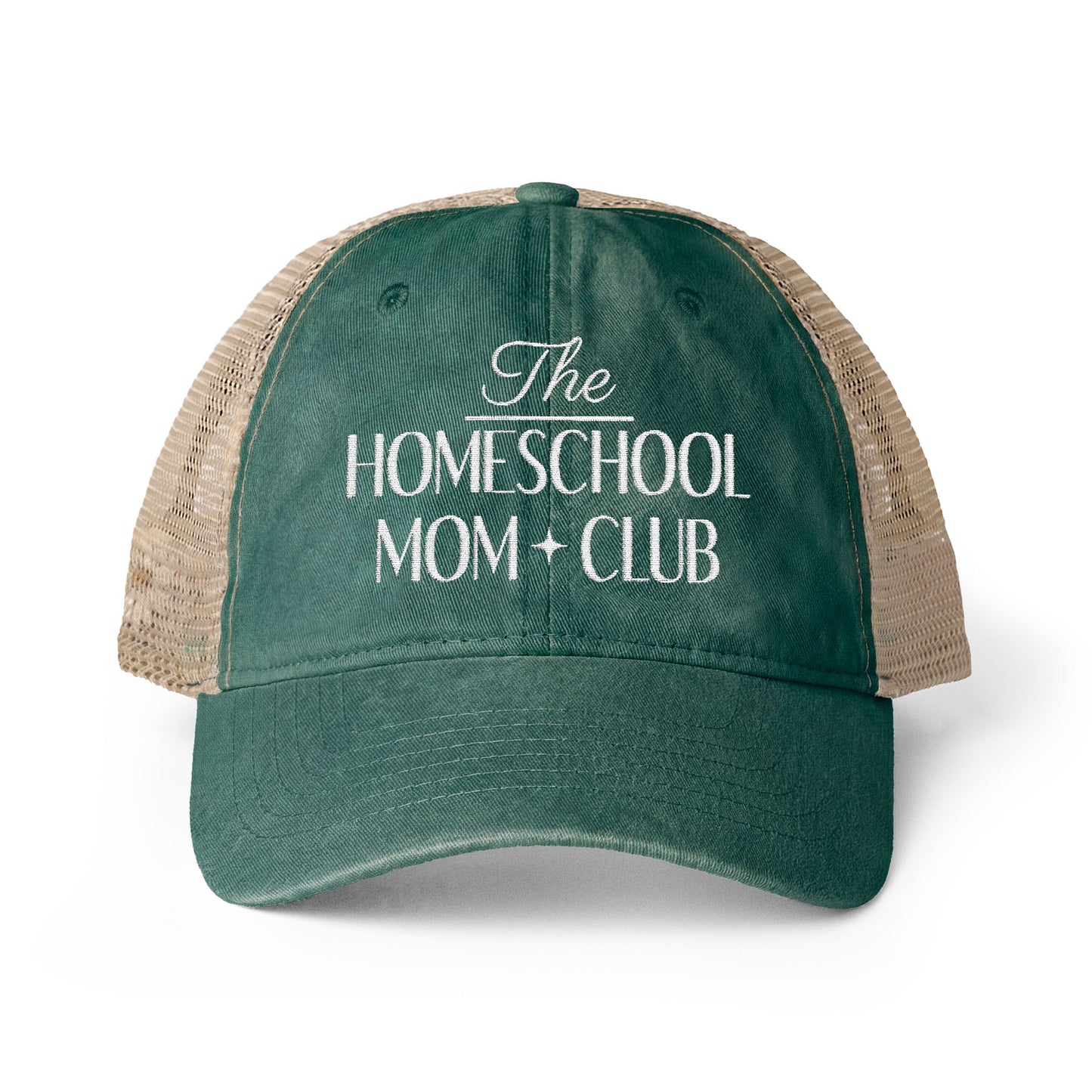 Women's Washed Mesh-Back Cap, Homeschool Mom, Floral Hat, Camo Hat, SnapBack, Ponytail Hat, Makeup Resistant Hat
