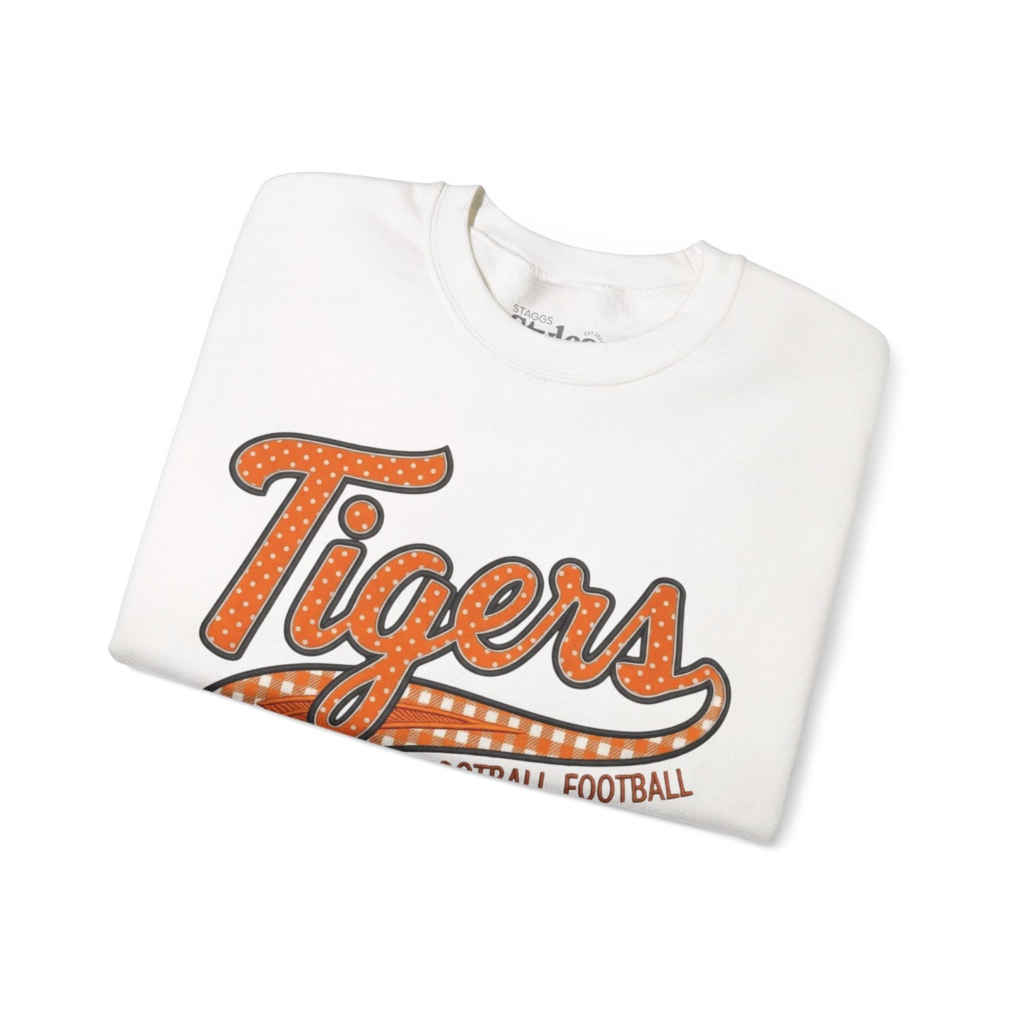 Tigers Football Crewneck Sweatshirt | Retro Game Day Mama & School Spirit Pullover | Orange