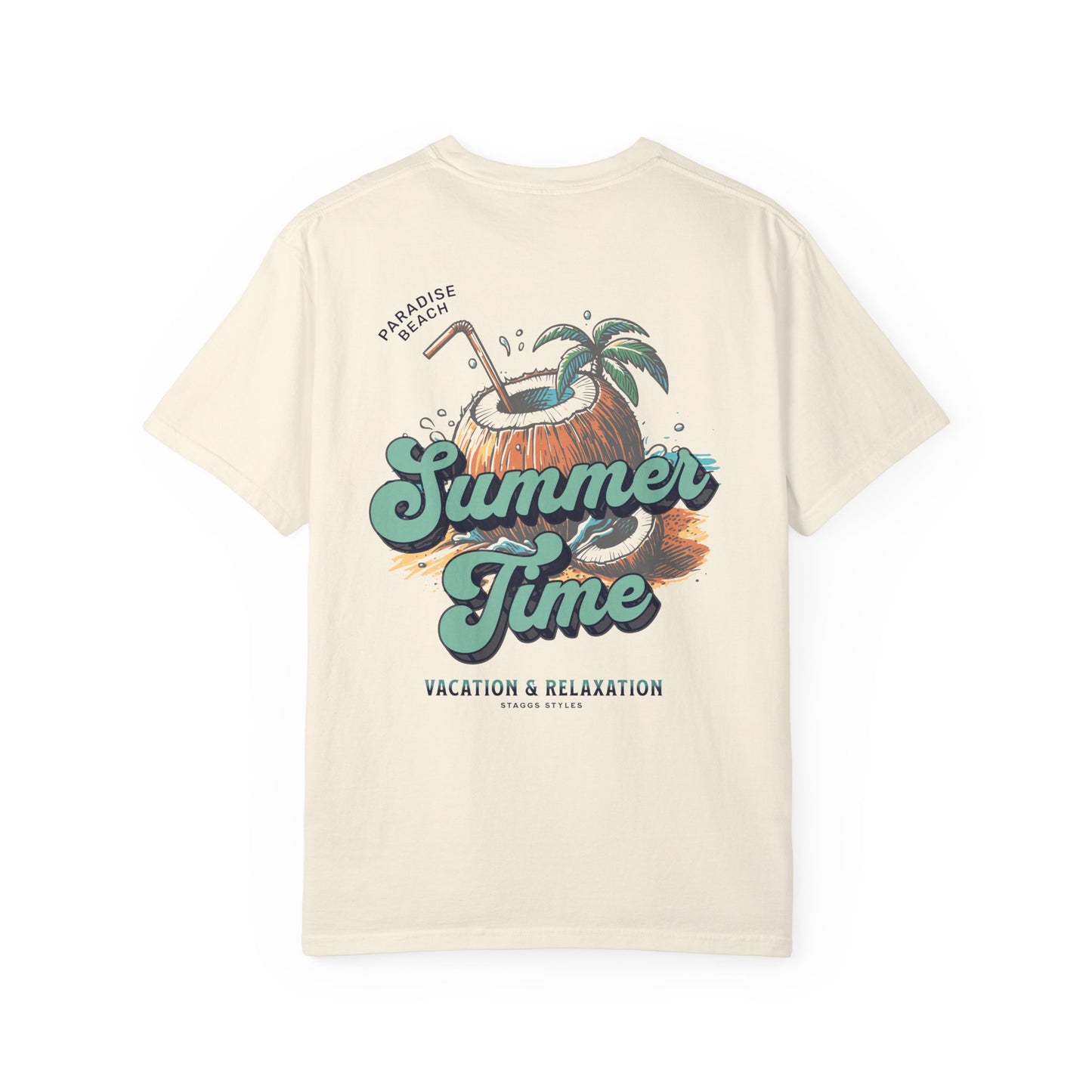 Summertime Shirt, Coconut Palm Vacation & Relaxation Graphic Vintage Tee
