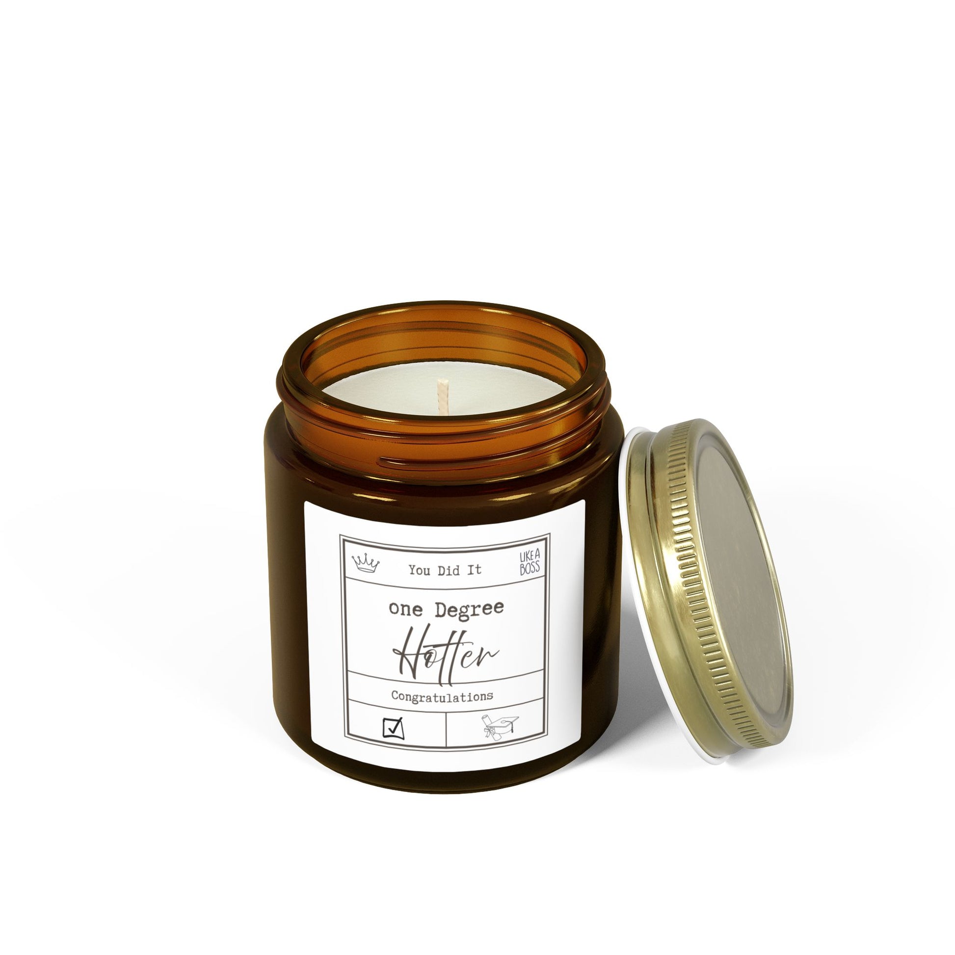 One Degree Hotter Candle, College Graduation Gift, Coconut Apricot Wax Jar Candle - Staggs Styles Co