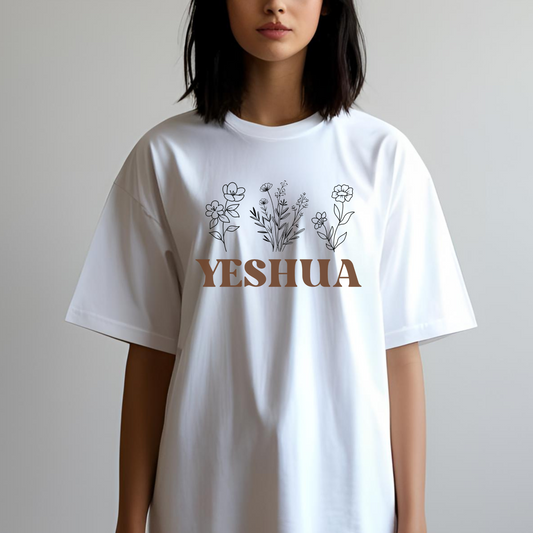 Yeshua Christian Tee, Faith Tee, Flower Graphic T-Shirt