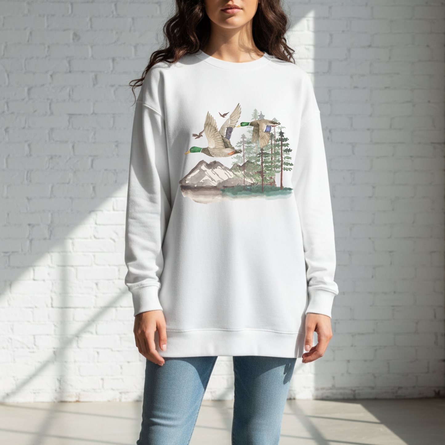 Duck Sweatshirt, Crew neck, Nature, Outdoors, Duck Hunt, Mallard, Cotton