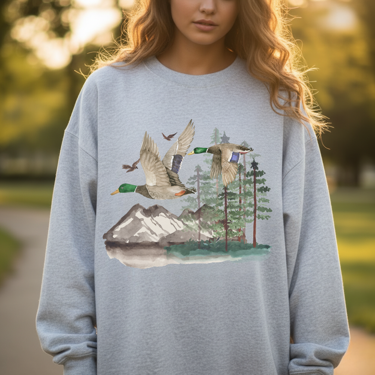 Duck Sweatshirt, Crew neck, Nature, Outdoors, Duck Hunt, Mallard, Cotton