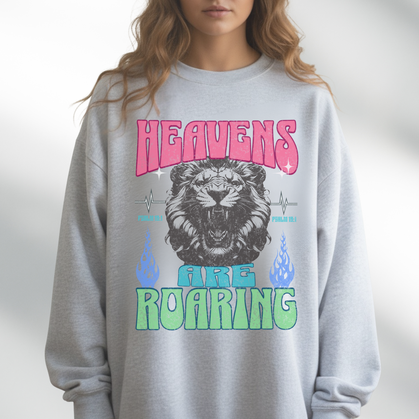 Heaven's Roaring Lion Graphic Sweatshirt, Cozy Crew, Christian Clothing, Casual Wear