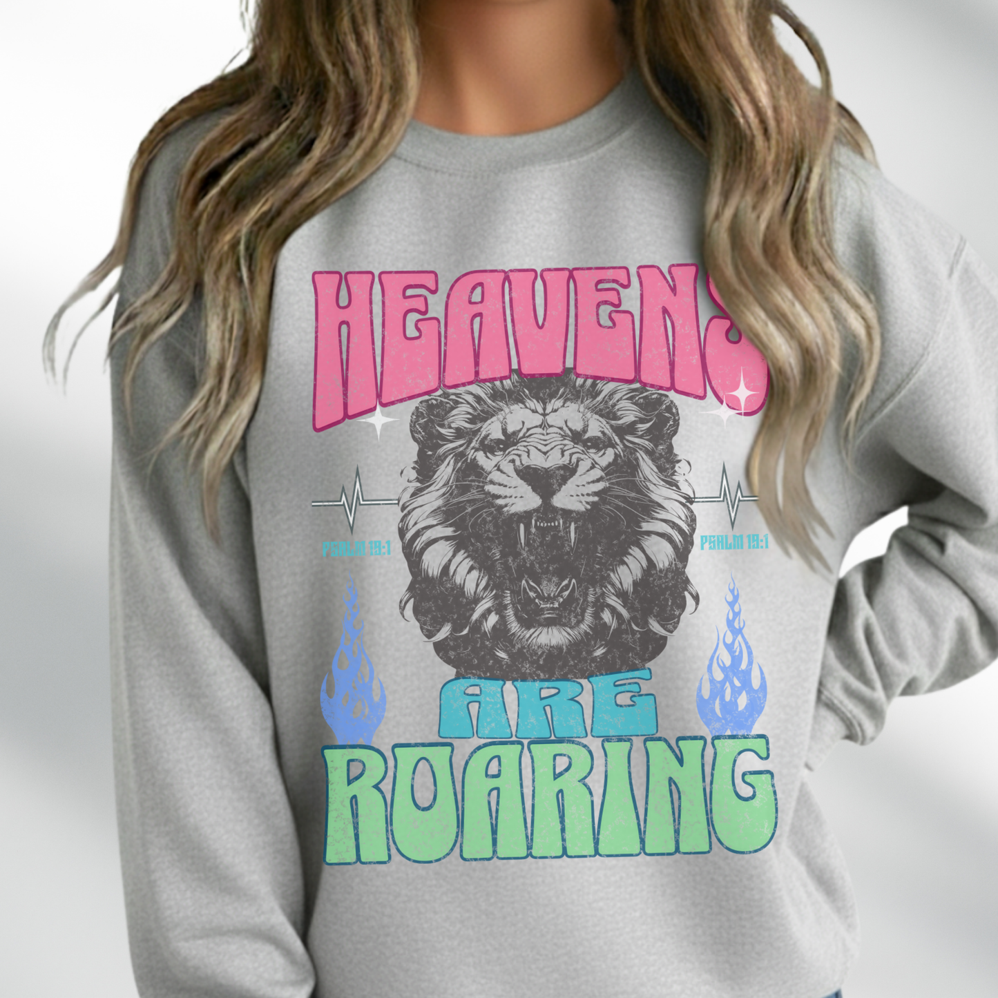 Heaven's Roaring Lion Graphic Sweatshirt, Cozy Crew, Christian Clothing, Casual Wear