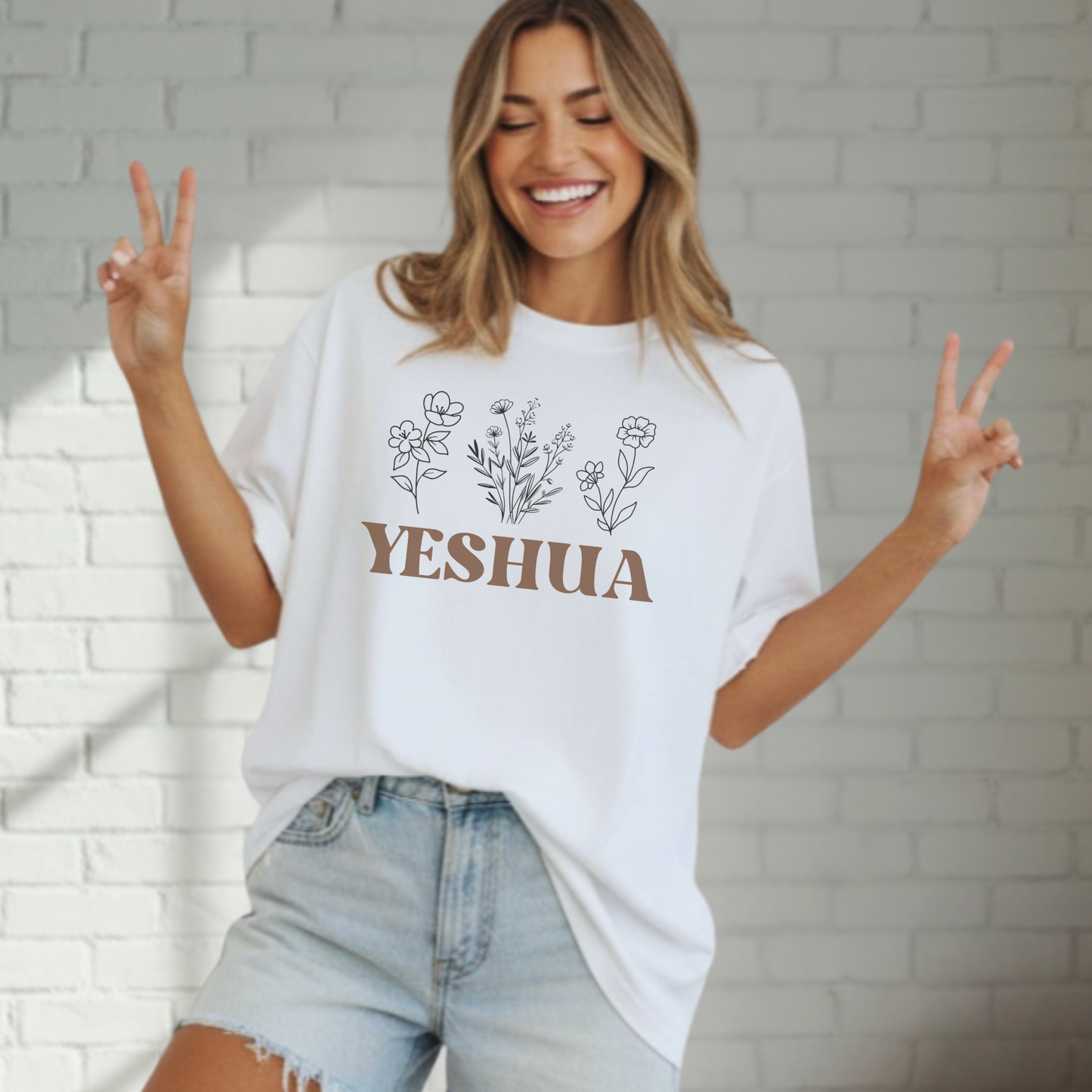 Yeshua Christian Tee, Faith Tee, Flower Graphic T-Shirt