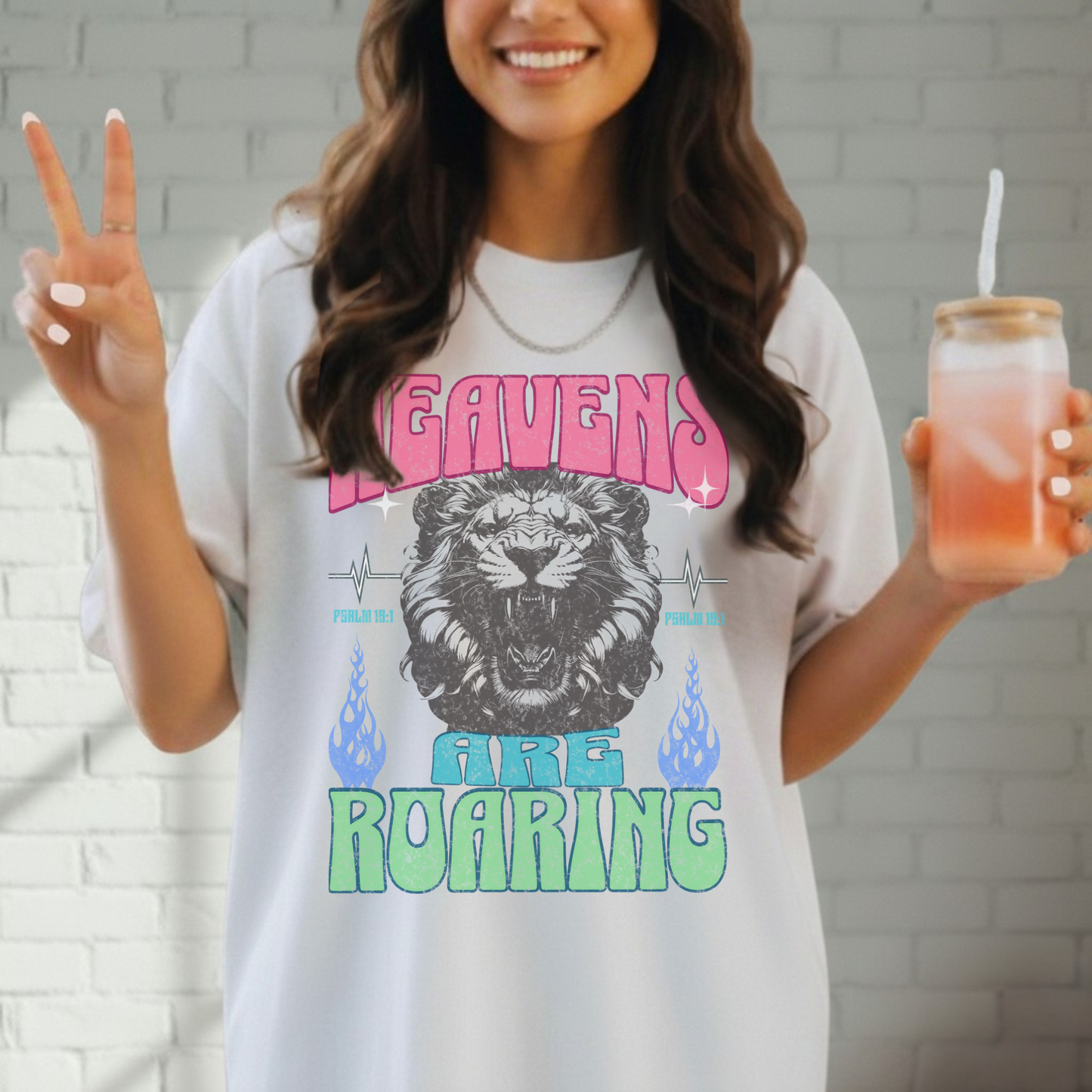 Heavens are Roaring Lion Shirt, Colorful Graphic Tee, Christian Apparel, Faith, Church Wear
