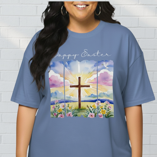 Happy Easter Shirt, Faith, Spring, Christian Tee, Colorful Graphic Tee