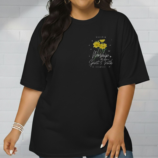 Worship in Spirit & Truth Shirt, Vintage Style, Bible Verse T-Shirt, Christian Faith Tee, Wild Flower, Cotton