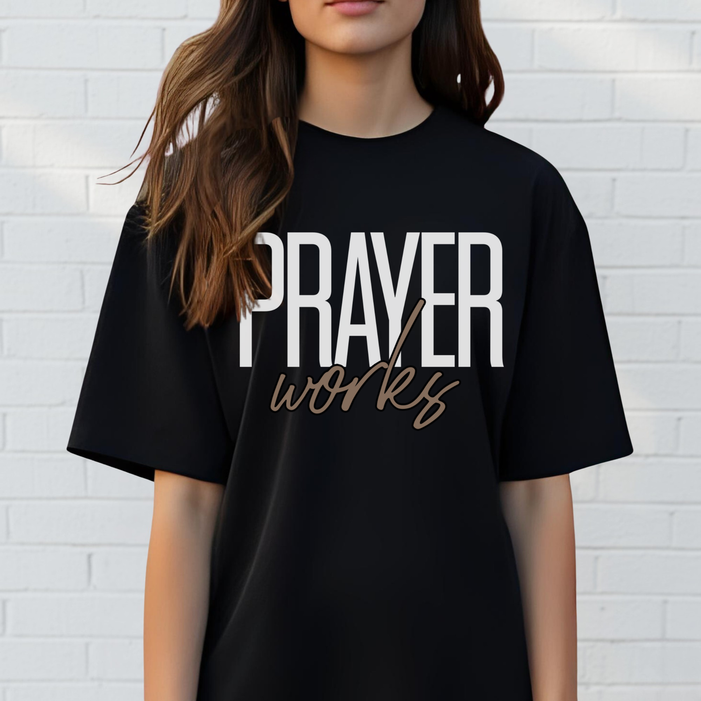 Prayer Works Shirt, Soft Cotton, Inspiration, Church Tee, Christian Faith Wear, Gift