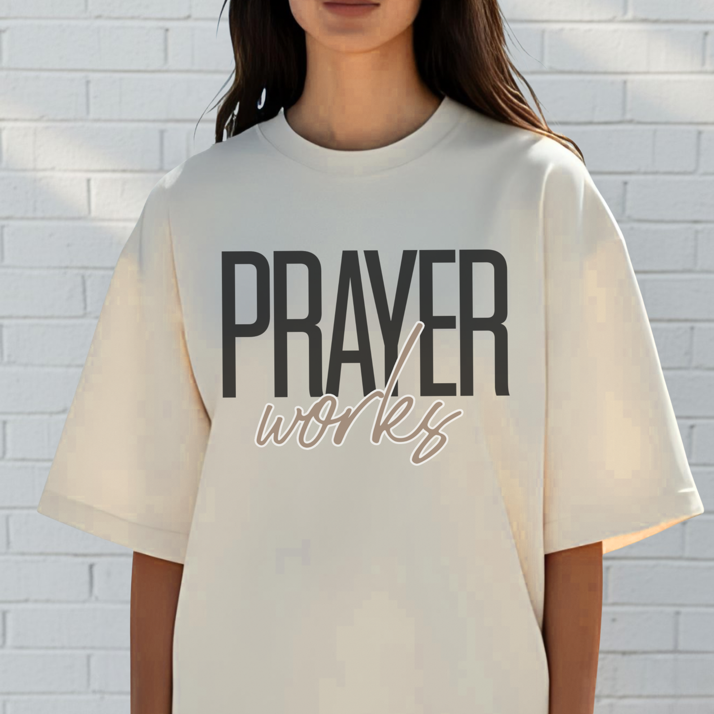 Prayer Works Shirt, Soft Cotton, Inspiration, Church Tee, Christian Faith Wear, Gift