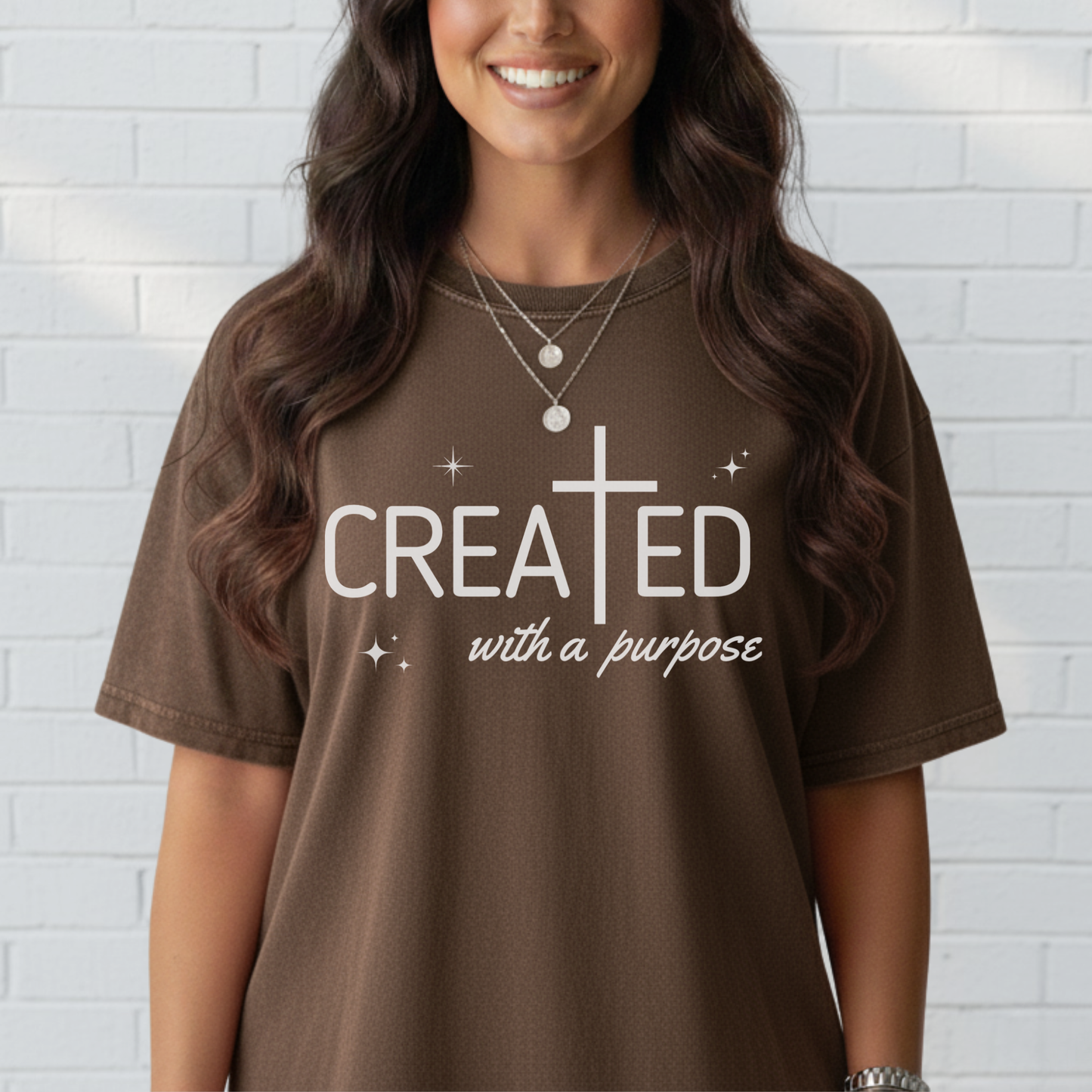 Created With a Purpose Shirt, Graphic Tee, Aesthetic Cross Tee, Faith, Christian T-Shirt, Soft Cotton Shirt