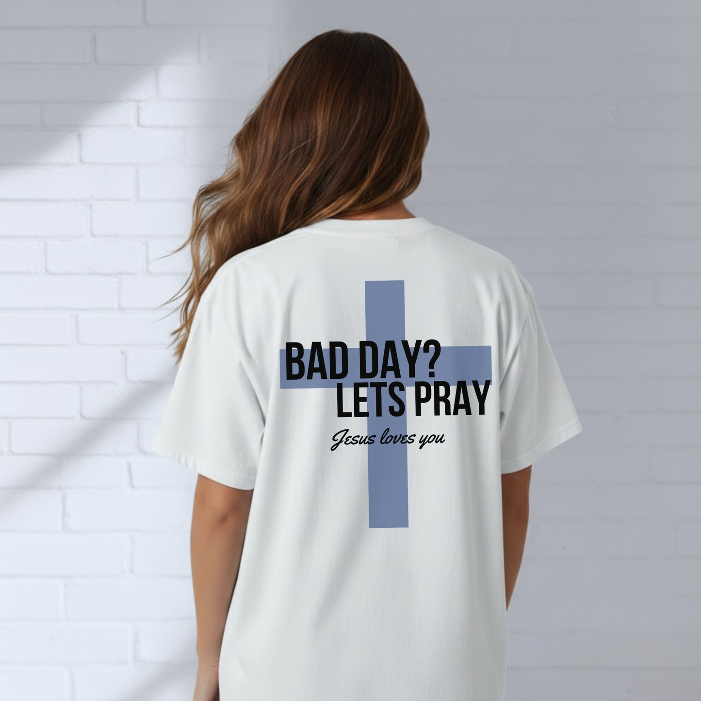 Bad Day Let's Pray Shirt, Cross, Faith Based Apparel, Inspirational Tee, Christian T-Shirt, Church Wear - Staggs Styles Co