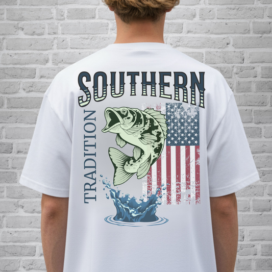 Southern Tradition Fishing Shirt, Fathers Day Gift, US Flag, Bass Fish