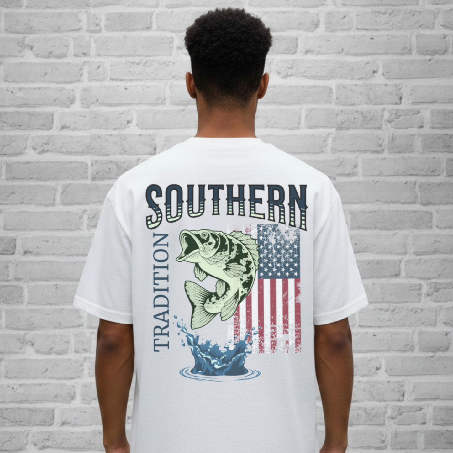 Southern Tradition Fishing Shirt, Fathers Day Gift, US Flag, Bass Fish