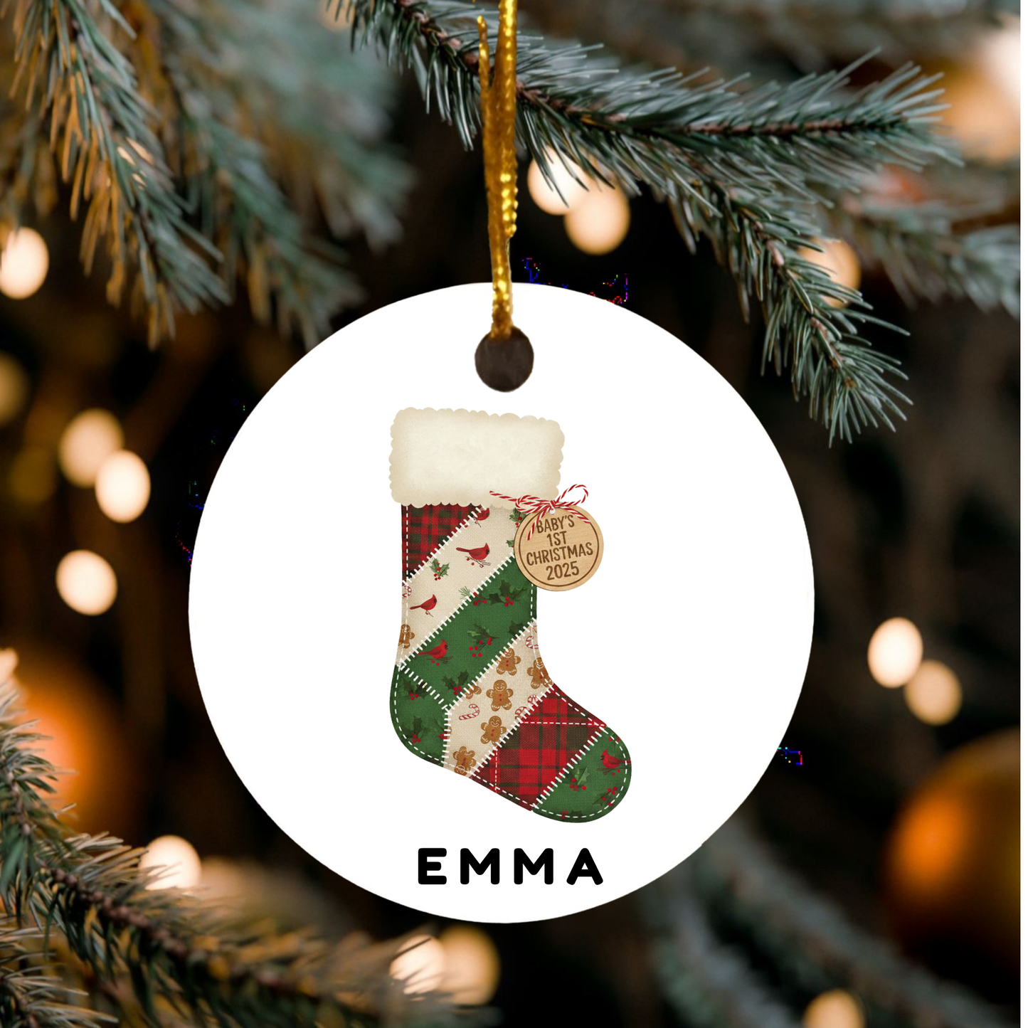 Baby’s First Christmas Ornament, Design 2, Custom Name Ornament, Newborn Gift