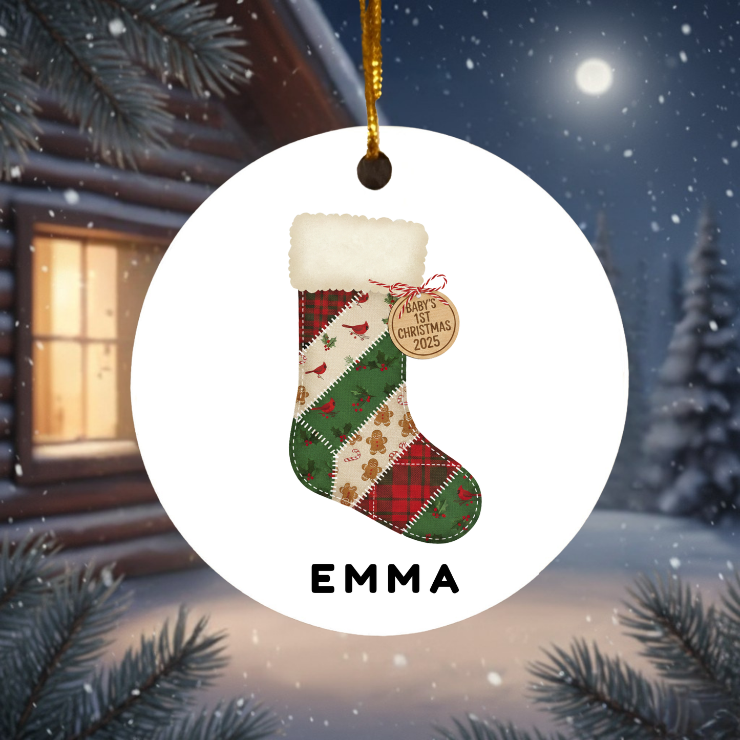 Baby’s First Christmas Ornament, Design 2, Custom Name Ornament, Newborn Gift