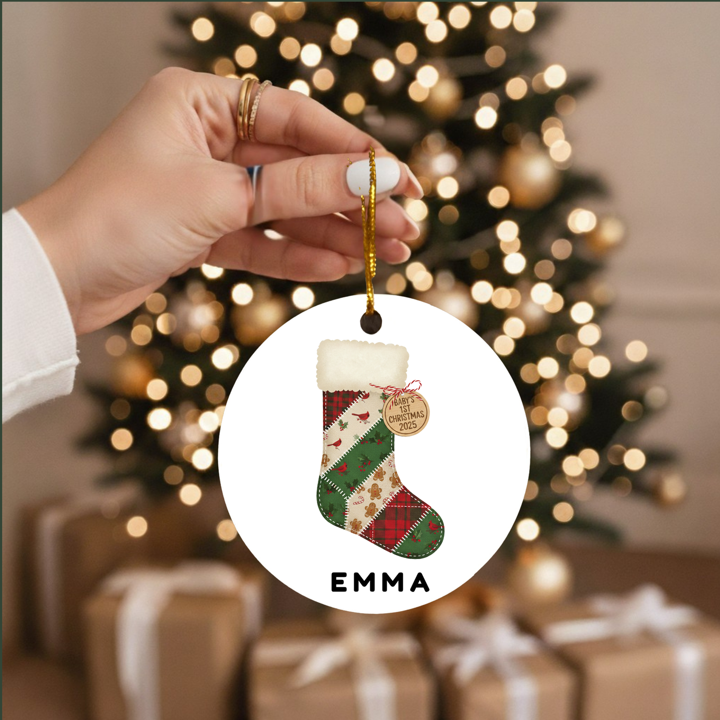 Baby’s First Christmas Ornament, Design 2, Custom Name Ornament, Newborn Gift