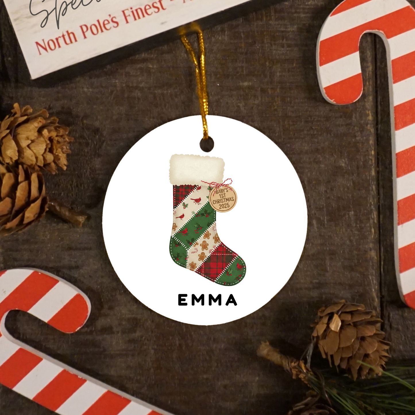 Baby’s First Christmas Ornament, Design 2, Custom Name Ornament, Newborn Gift