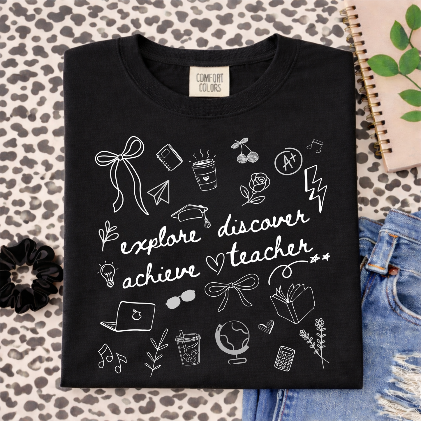 Teacher Doodle Shirt, Comfort Colors Teacher Tee, School Team Teacher Gift, Homeschool Teacher Tee