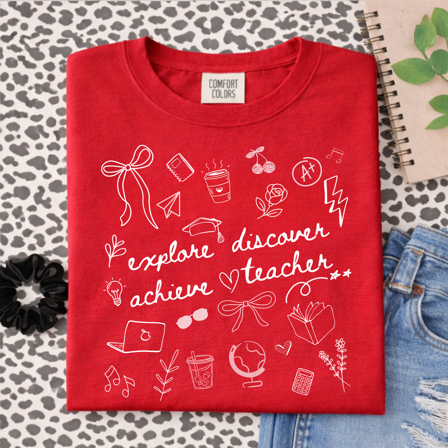 Teacher Doodle Shirt, Comfort Colors Teacher Tee, School Team Teacher Gift, Homeschool Teacher Tee