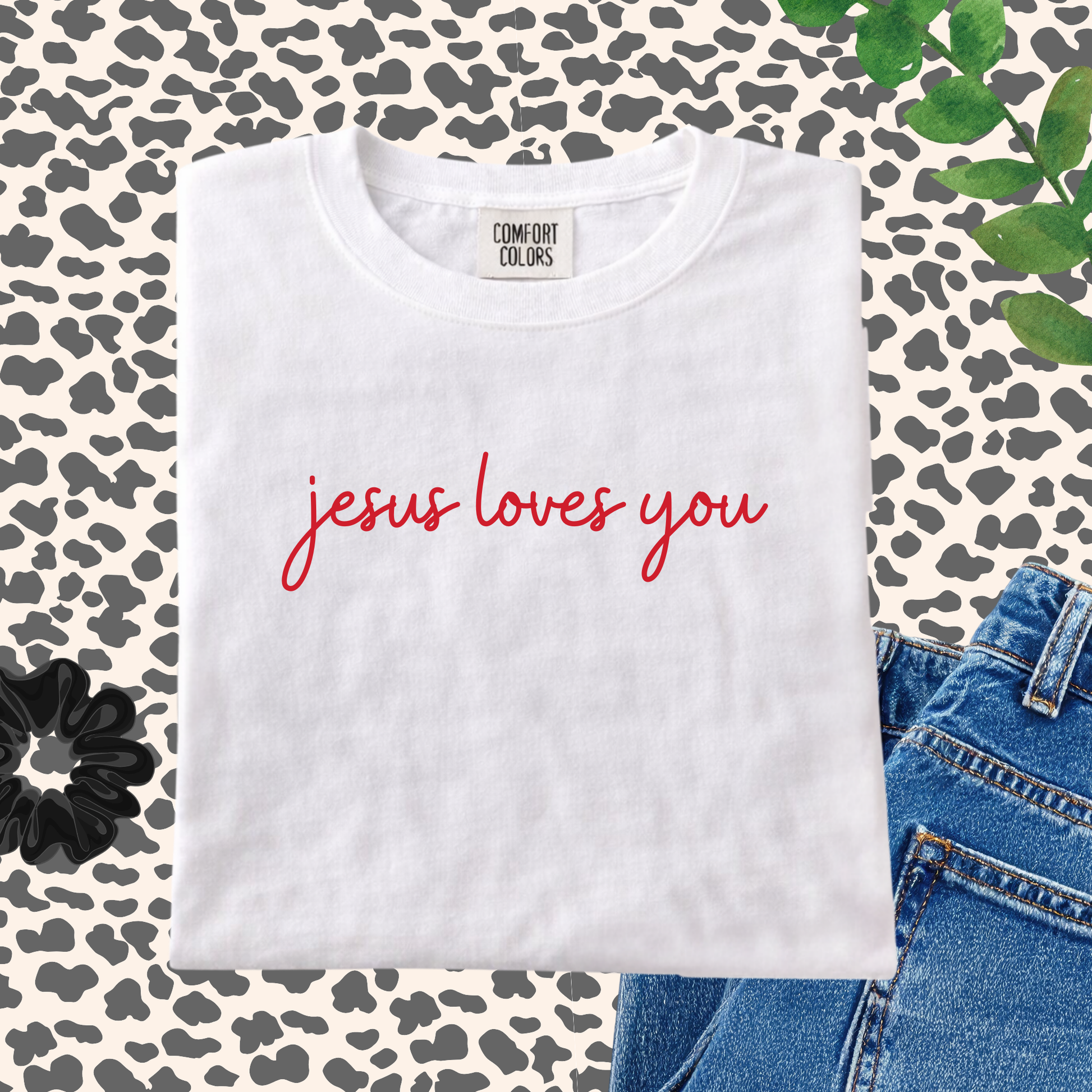 Jesus Loves You Shirt | Faith-Based Graphic Tee | Minimal TShirt | Comfort Colors Custom Shirt | Inspirational Tee - Staggs Styles Co