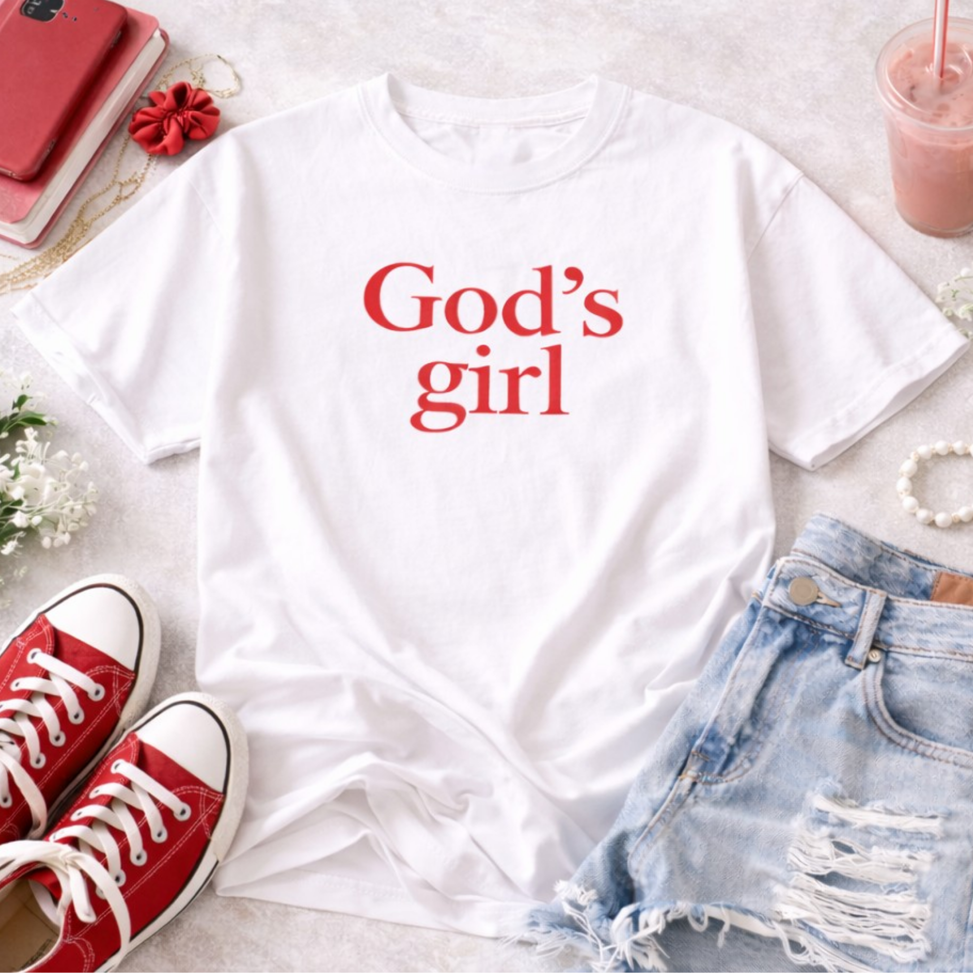God’s Girl Shirt | Christian Faith Tee | Jesus Shirt | Custom Comfort Colors Graphic Tee | Church Shirt - Staggs Styles Co