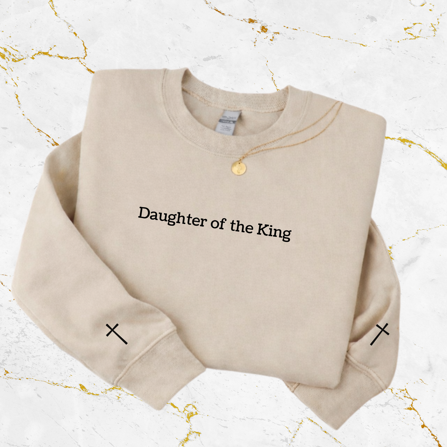 Daughter of the King Crewneck Sweatshirt, Faith-Based Embroidery Sweatshirt, Christian Crewneck