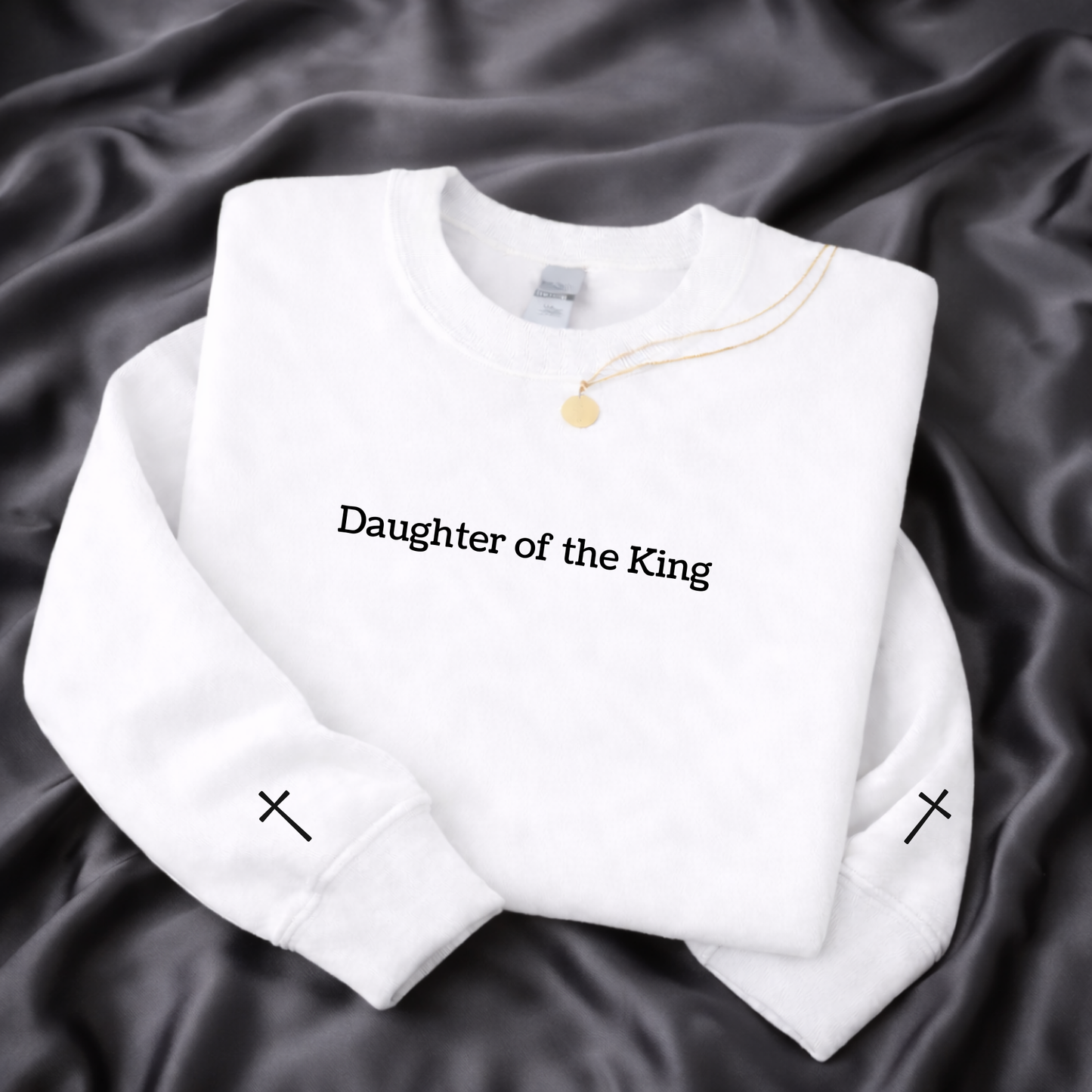 Daughter of the King Crewneck Sweatshirt, Faith-Based Embroidery Sweatshirt, Christian Crewneck