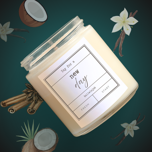New Day Jar Candle – Encouragement Gift Candle, Coconut Apricot Wax, Inspirational Jar Candle, Comfort Gift for Friend, Faith Based Home Decor - Staggs Styles Co