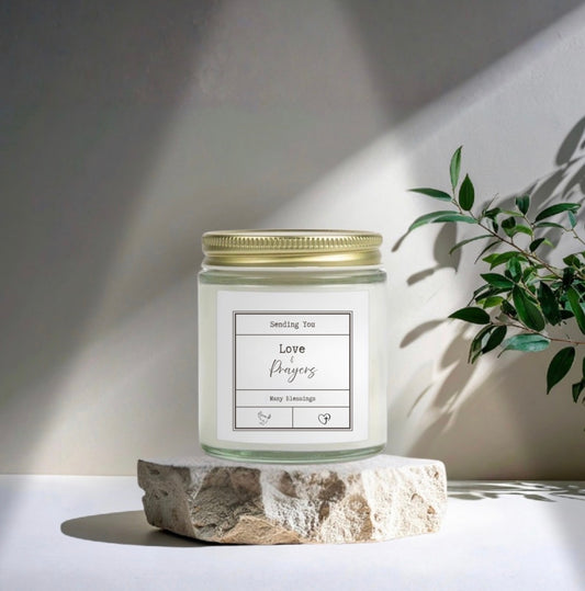 Love & Prayers Candle – Faith Encouragement Candle, Sympathy & Support Gift, Inspirational Jar Candle, Coconut Apricot Wax Gift