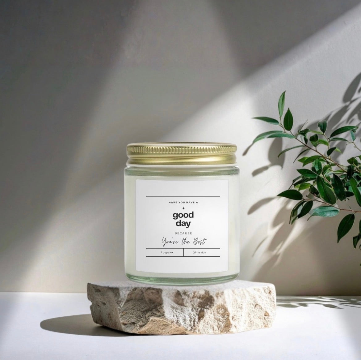 Good Day Candle – Encouragement Gift Candle, Inspirational Jar Candle, Positive Message Candle, Coconut Apricot Wax Home Decor Gift