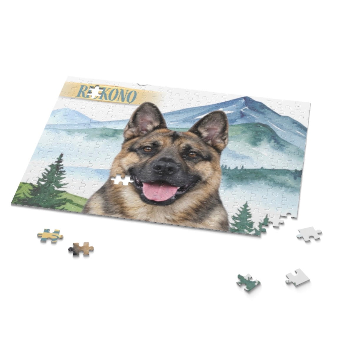 Custom Pet Portrait Puzzle – Personalized Dog Name Jigsaw (120/252/500 pcs)