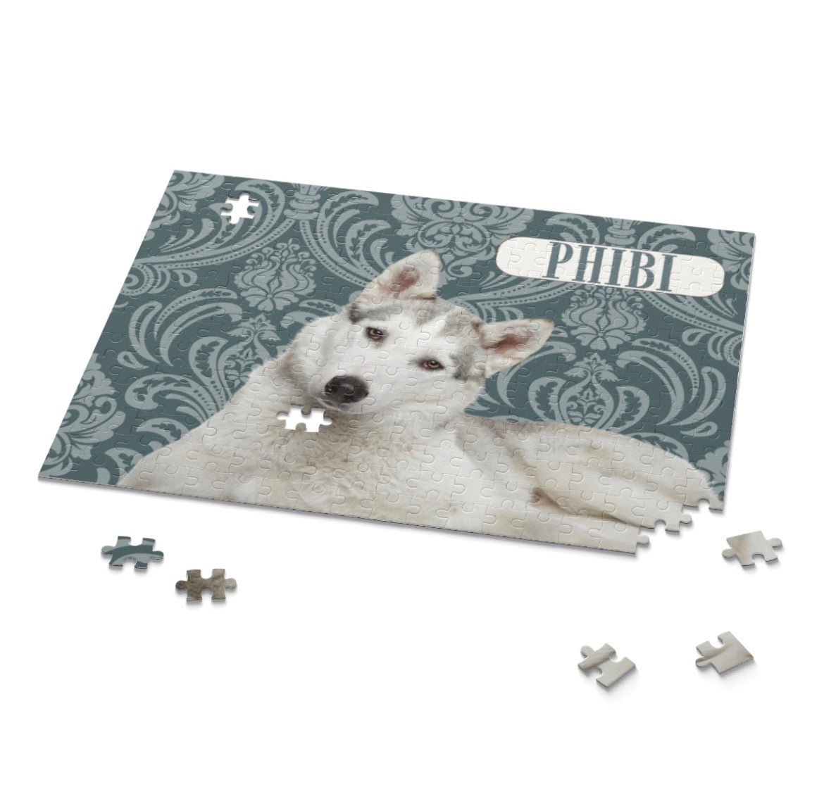 Custom Pet Portrait Puzzle – Personalized Dog Name Jigsaw (120/252/500 pcs)