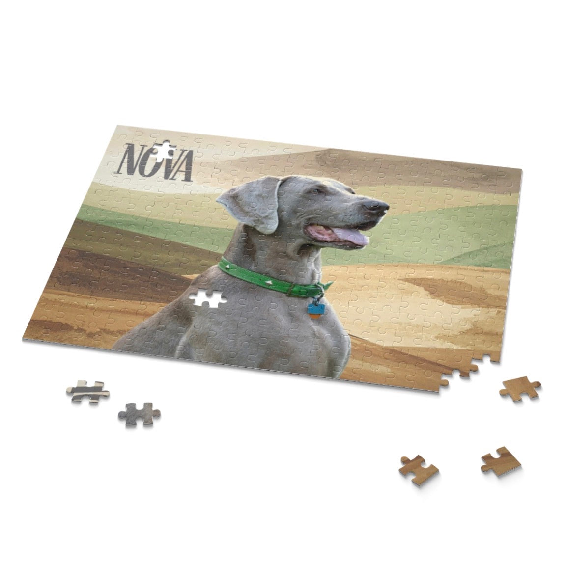 Custom Pet Portrait Puzzle – Personalized Dog Name Jigsaw (120/252/500 pcs)