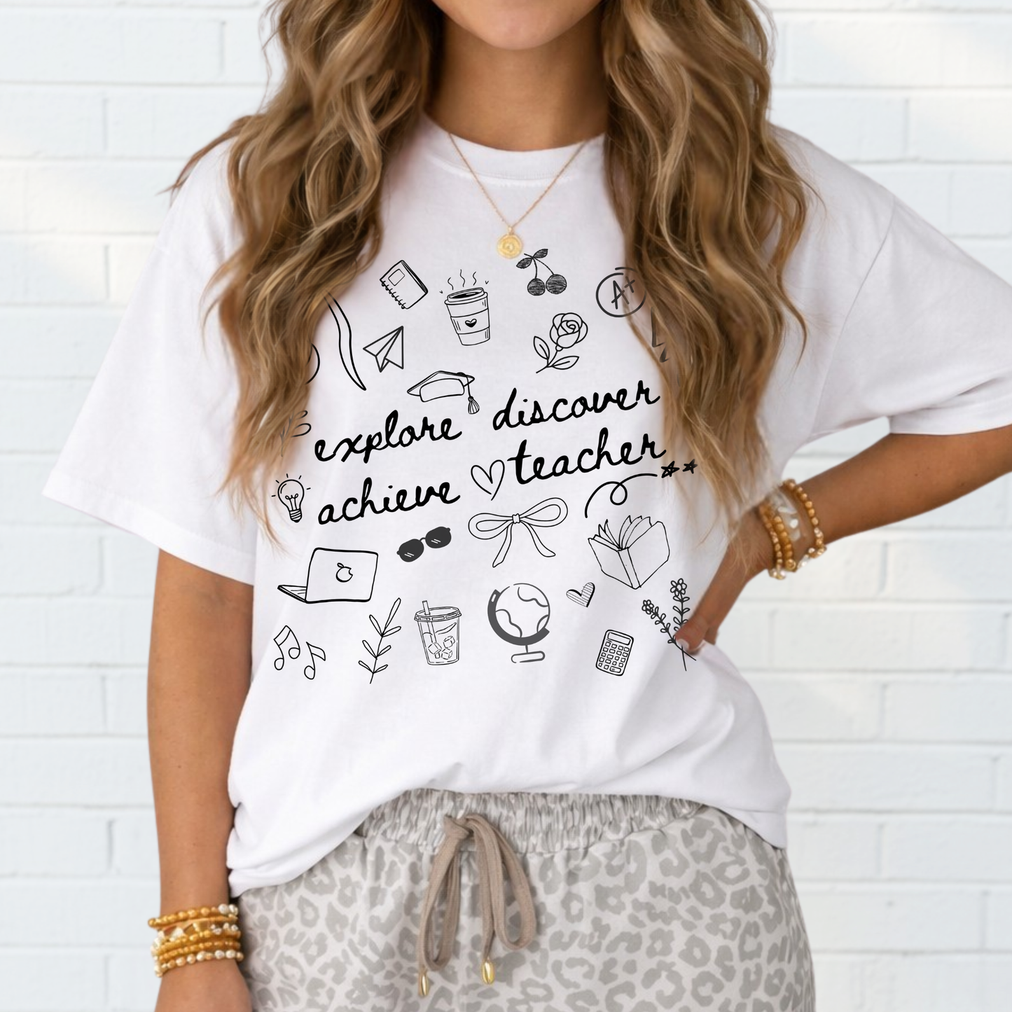 Teacher Doodle Shirt, Comfort Colors Teacher Tee, School Team Teacher Gift, Homeschool Teacher Tee - Staggs Styles Co